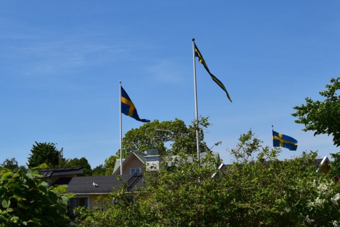 Swedish flags, Svenska flaggan, Trosa, Sweden