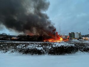 Vagnhärad, Södermanland, Sweden, ICA Supermarket, 2023 Fire, Brand Köpcentrum