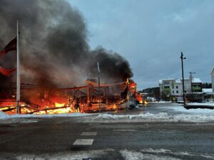 Vagnhärad, Södermanland, Sweden, ICA Supermarket, 2023 Fire, Brand Köpcentrum