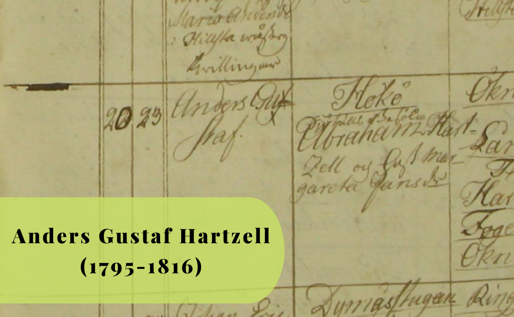 Anders Gustaf Hartzell, 1795-1816, Askö, Trosa, Släktforskning