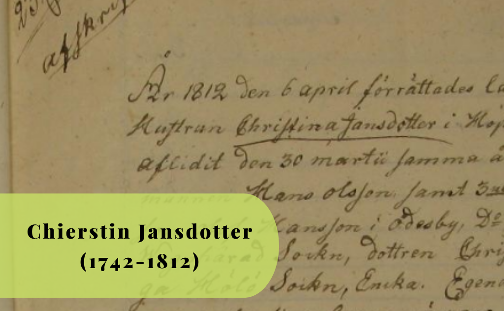 Chierstin Jansdotter, 1742, 1812, Släktforskning