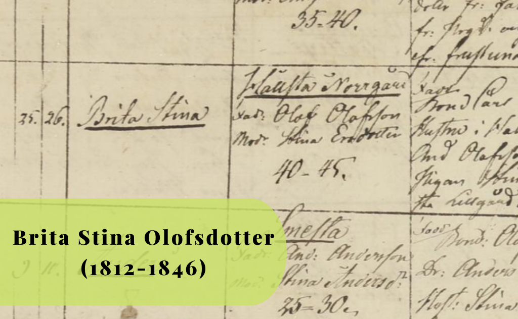 Brita Stina Olofsdotter, 1812, 1846, Frustuna, Hållsta, Trössla, Vagnhärad, Släktforskning, Kattnäs